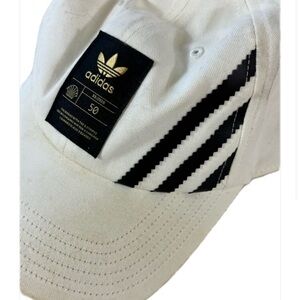 M Adidas Three Stripe Baseball Cap with Black and Gold Logo